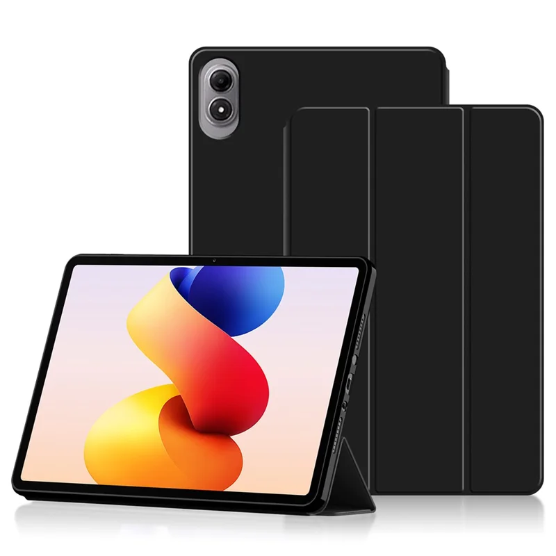 Til Xiaomi Redmi Pad 2 Pro Case PU-læder TPU bagside Trifold stand Tabletbeslag - Sort