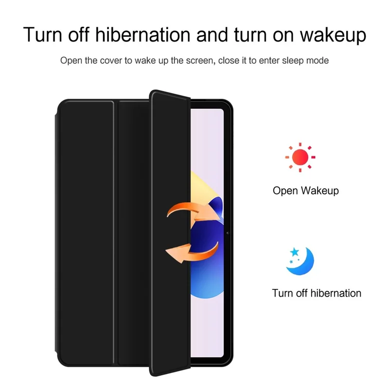 Til Xiaomi Redmi Pad 2 Pro Case PU-læder TPU bagside Trifold stand Tabletbeslag - Sort