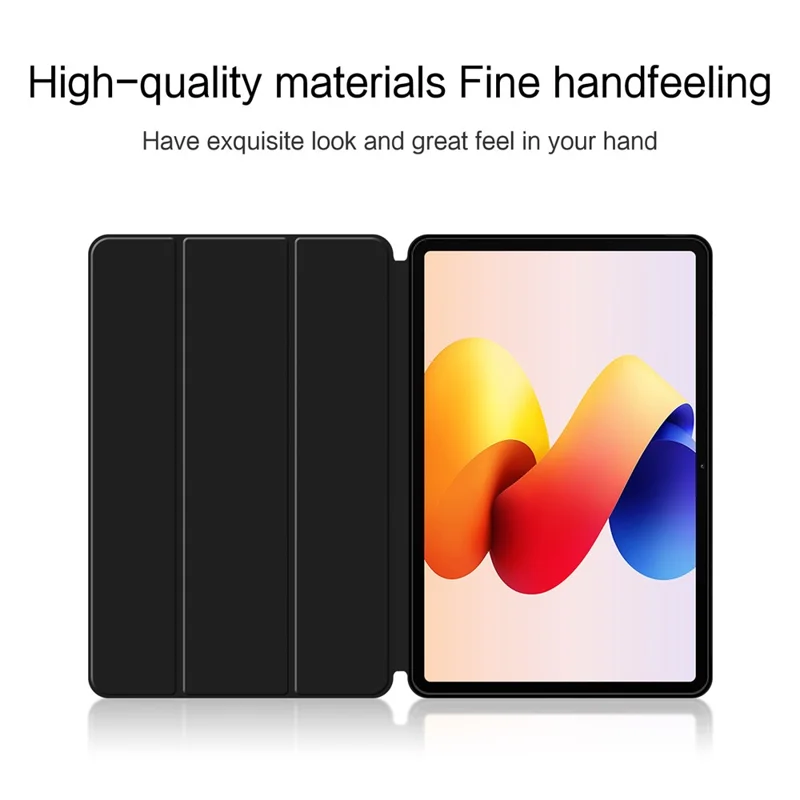 Til Xiaomi Redmi Pad 2 Pro Case PU-læder TPU bagside Trifold stand Tabletbeslag - Sort