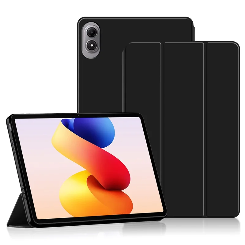 Til Xiaomi Redmi Pad 2 Pro Case PU-læder TPU bagside Trifold stand Tabletbeslag - Sort