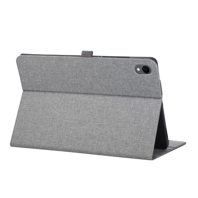 For Samsung Galaxy Tab S11 Case with Stand Card Holder Cloth Texture Leather Tablet Cover - Grey