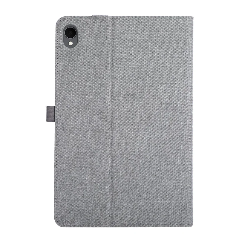 For Samsung Galaxy Tab S11 Case with Stand Card Holder Cloth Texture Leather Tablet Cover - Grey