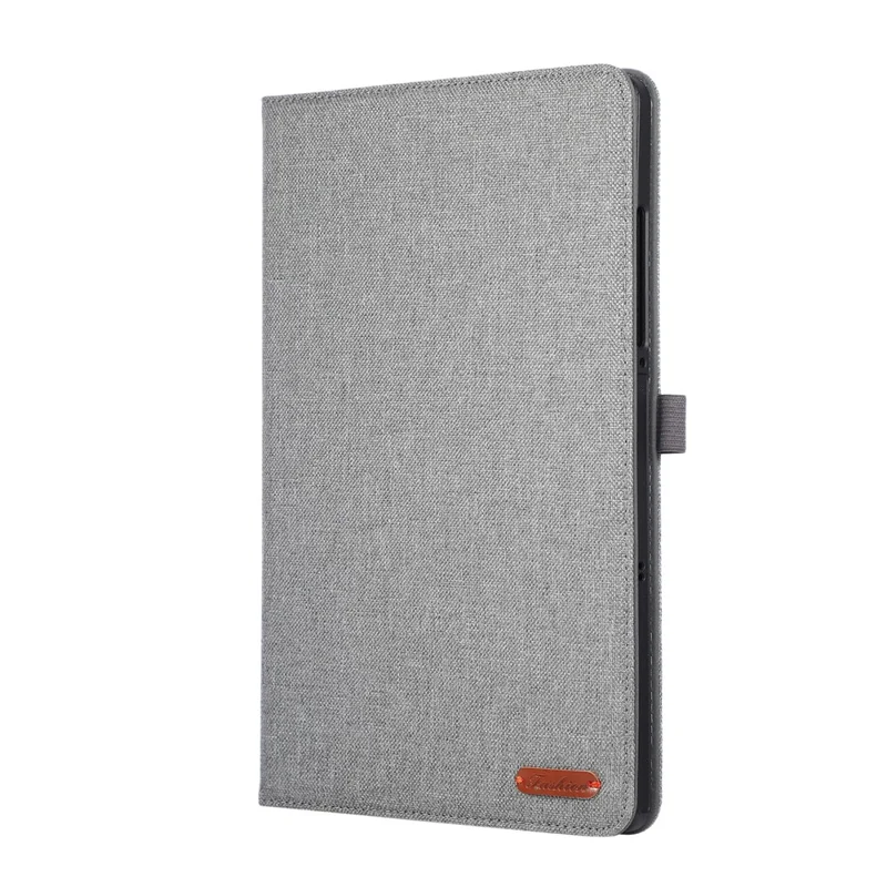 For Samsung Galaxy Tab S11 Case with Stand Card Holder Cloth Texture Leather Tablet Cover - Grey