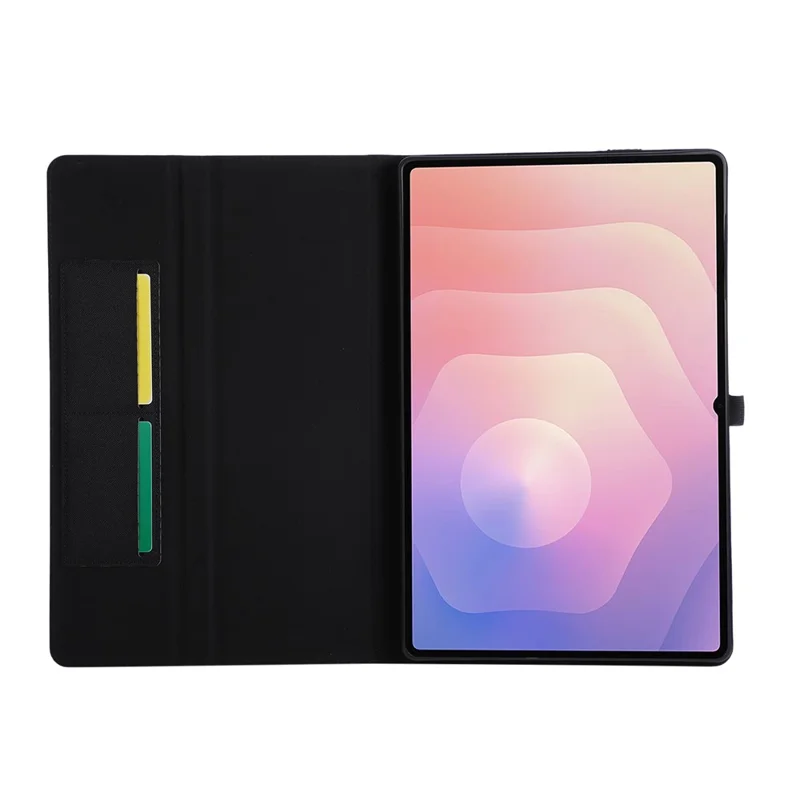 حالة لسامسونج جالكسي تاب إس11 ألترا مع حامل وفتحة بطاقة وغطاء جلد بملمس القماش للوحي - أسود
