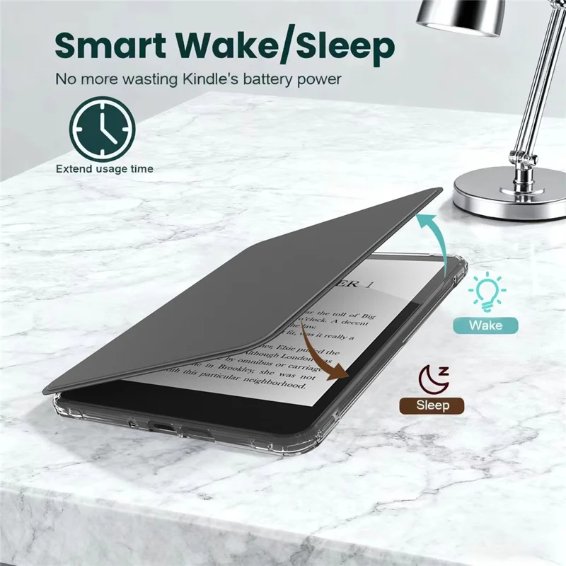 For Amazon Kindle Paperwhite (2024) Case Magnetic Detachable Acrylic + PU Leather Cover Auto Wake  /  Sleep - Black