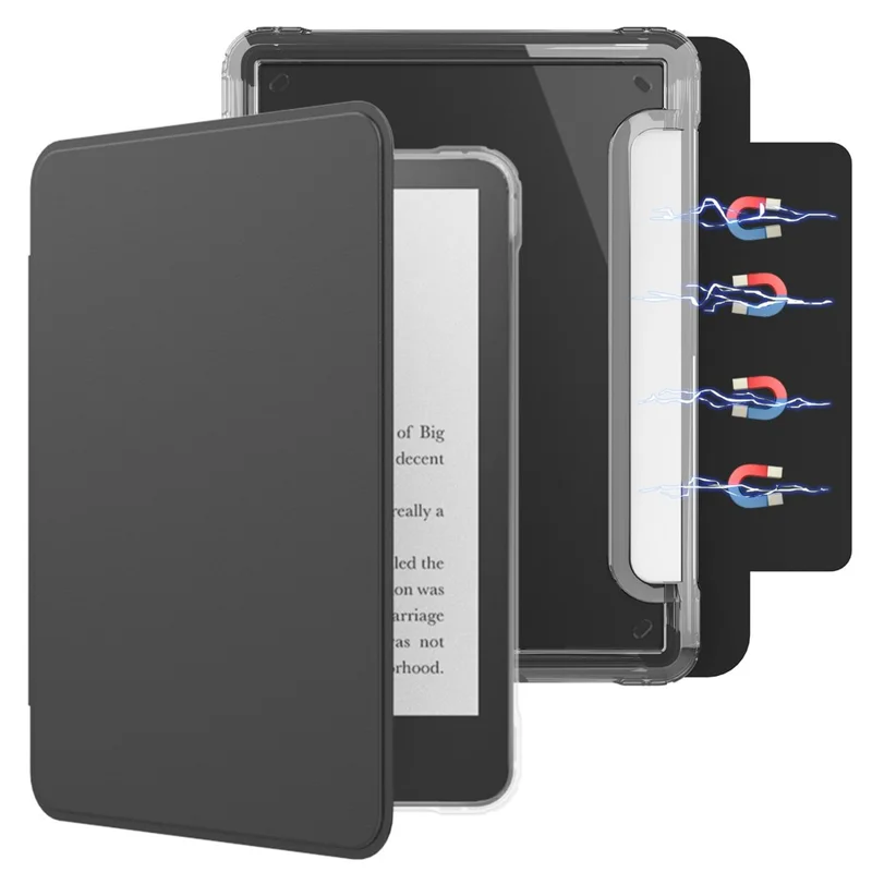 Funda para Amazon Kindle Paperwhite 4 (2018) Cubierta magnética desmontable de acrílico + cuero PU Despertar / Dormir automático - Negro