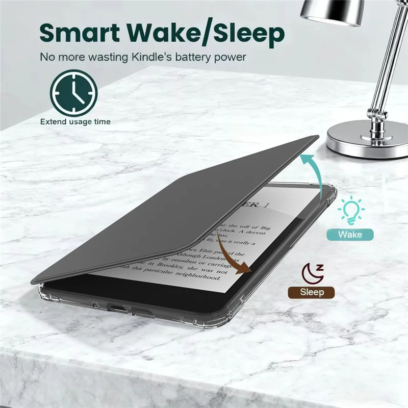 Для Amazon Kindle 11-го (2024) / Kindle 6" (2022) Чехол Магнитный Съемный Акриловый + Чехол из PU-кожи Авто Пробуждение / Сон - Черный