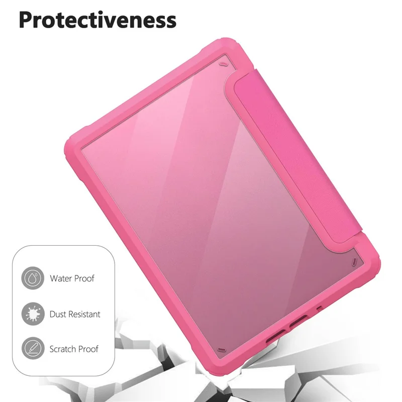 Capa Protetora para Amazon Kindle Paperwhite (2024) - Cobertura de Couro com Parte Traseira Transparente e Suporte para Ativação/Desativação Automática - Rosa Escuro