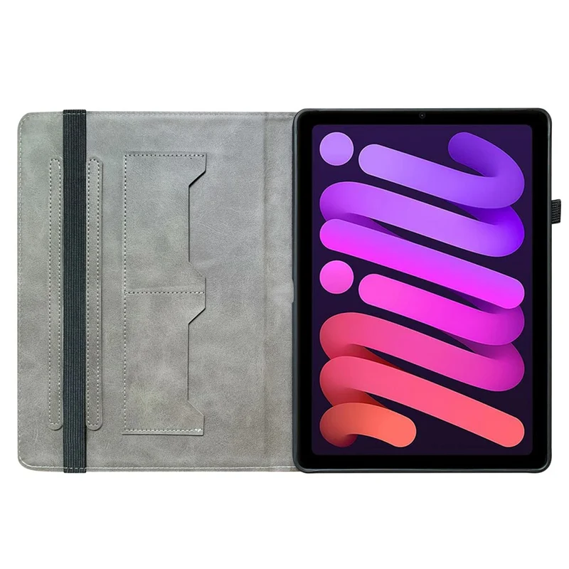 For iPad mini (2024)  /  (2021) Leather Case Pattern Printed Stand Tablet Cover with Card Slots - Pink Butterfly