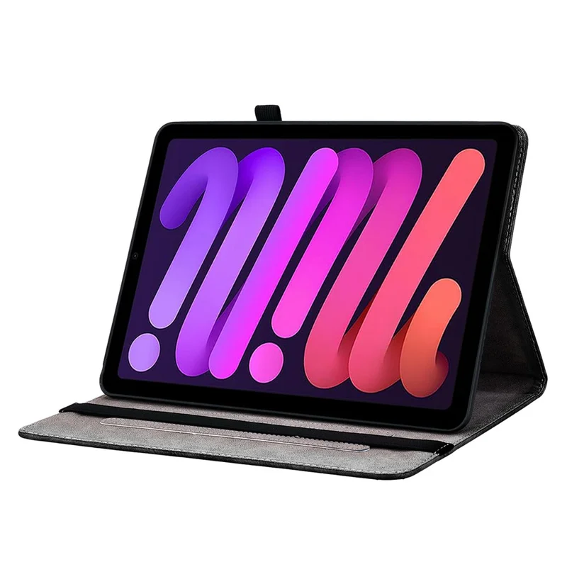 For iPad mini (2024)  /  (2021) Leather Case Pattern Printed Stand Tablet Cover with Card Slots - Pink Butterfly