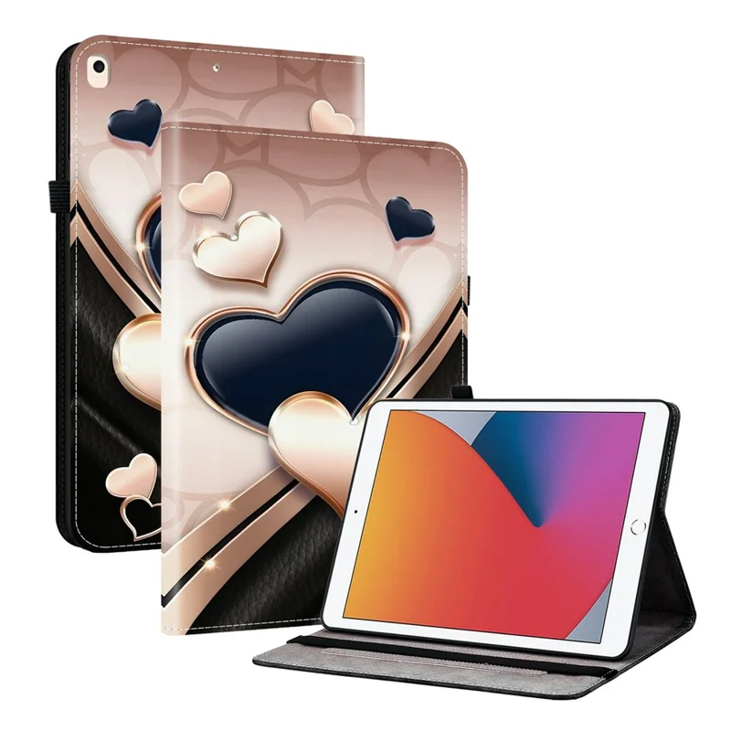 Leather Case For iPad 10.2 (2021)  /  (2020)  /  (2019)  /  Air 10.5 inch (2019) Pattern Printed Stand Tablet Cover with Card Slots - Love