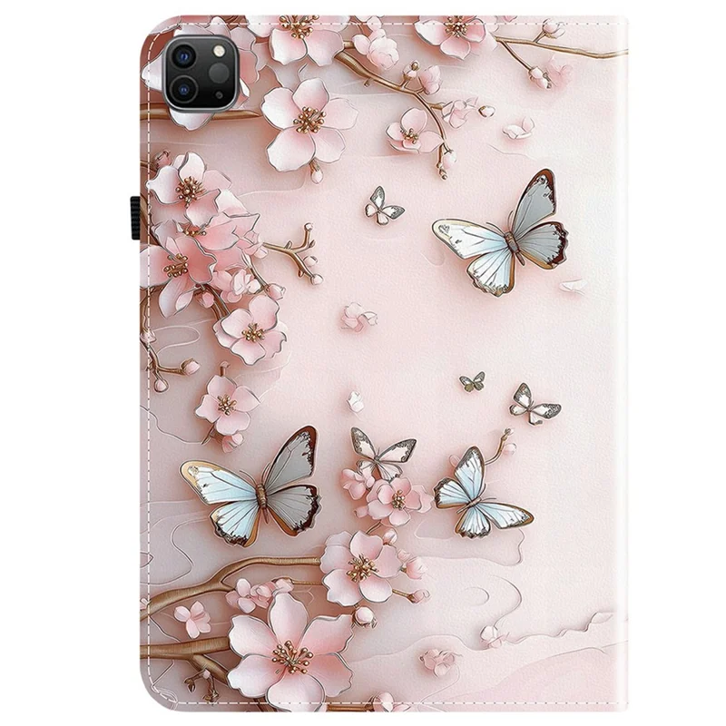 Leather Case For iPad Air 11 (2025)  /  (2024)  /  Air (2022)  /  (2020)  /  Pro 11 (2022) Pattern Printed Stand Tablet Cover with Card Slots - Pink Butterfly