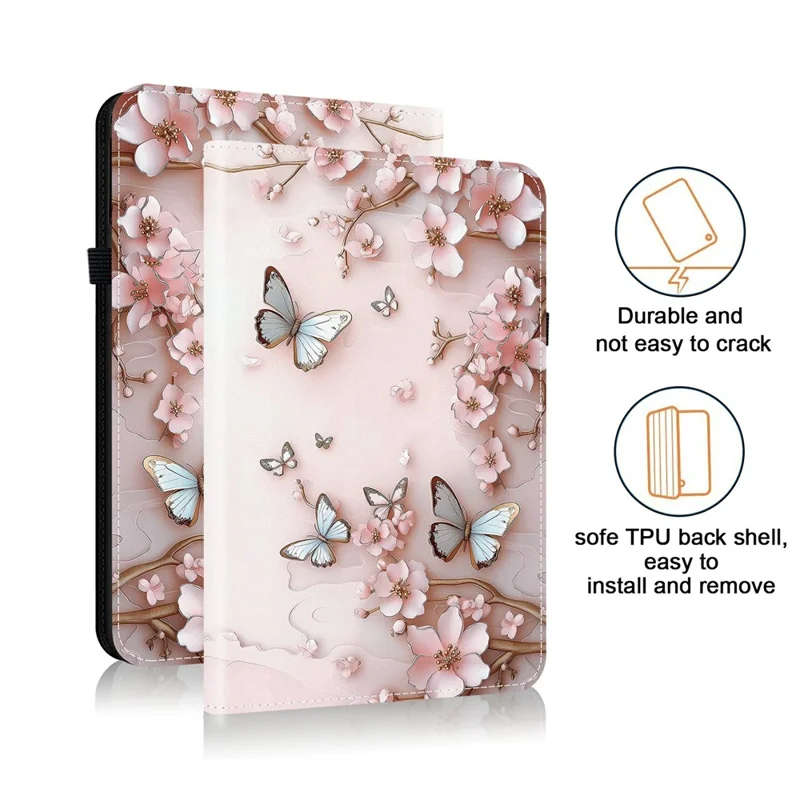 Leather Case For iPad Air 11 (2025)  /  (2024)  /  Air (2022)  /  (2020)  /  Pro 11 (2022) Pattern Printed Stand Tablet Cover with Card Slots - Pink Butterfly