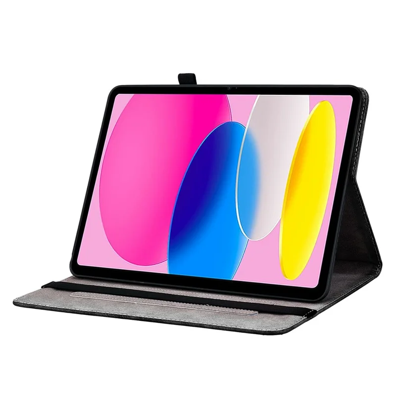 Für iPad (2025) / 10.9 (2022) Lederetui mit bedrucktem Muster, Ständer, Tablet-Hülle mit Kartenfächern - Rosa Schmetterling