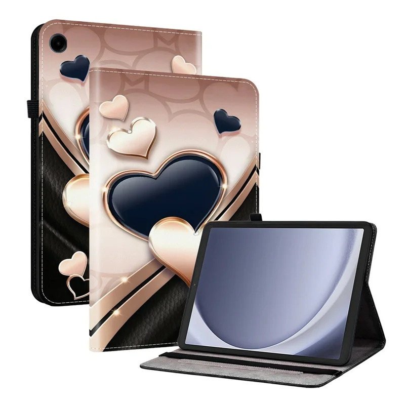 For Samsung Galaxy Tab A11  /  A9 Leather Case Pattern Printed Stand Tablet Cover with Card Slots - Love