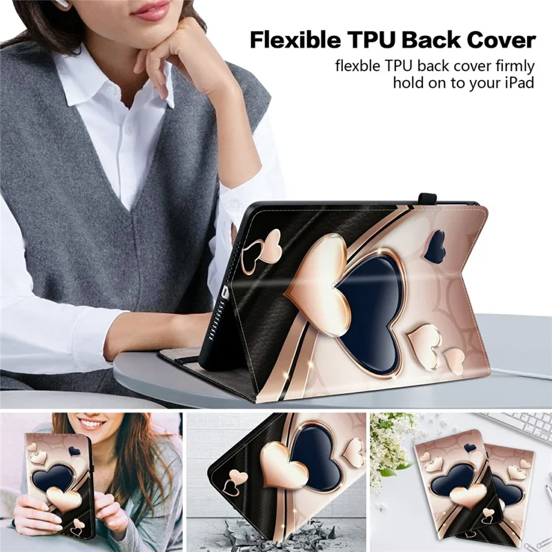 For Samsung Galaxy Tab A11  /  A9 Leather Case Pattern Printed Stand Tablet Cover with Card Slots - Love