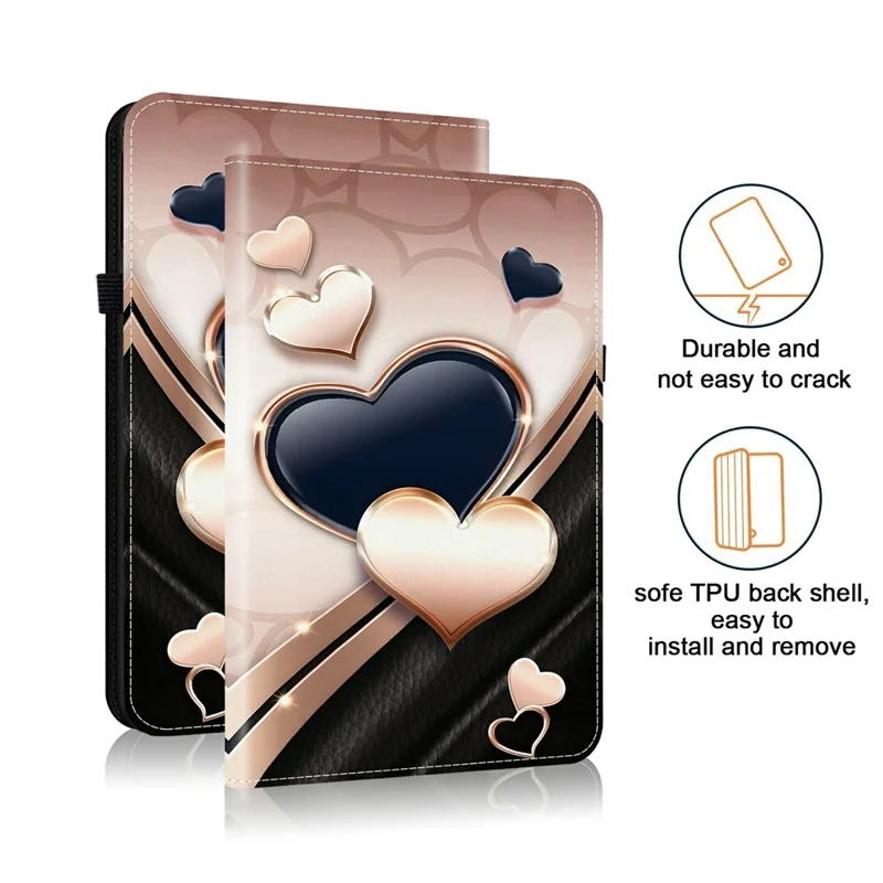 For Samsung Galaxy Tab A11  /  A9 Leather Case Pattern Printed Stand Tablet Cover with Card Slots - Love
