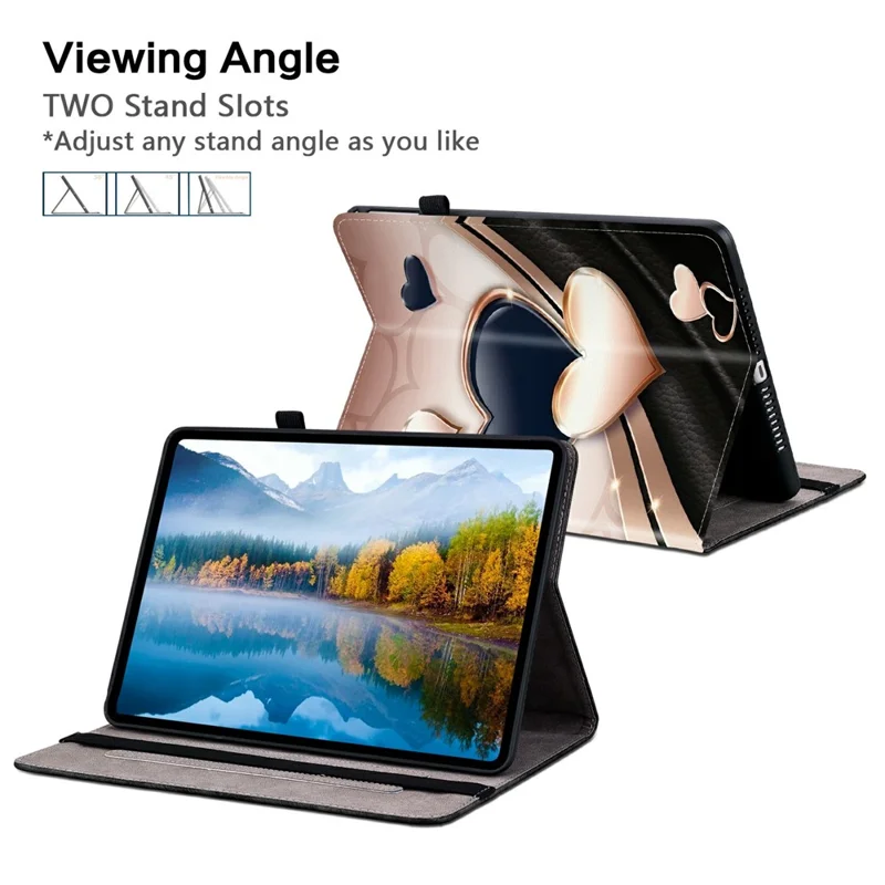For Samsung Galaxy Tab A11  /  A9 Leather Case Pattern Printed Stand Tablet Cover with Card Slots - Love