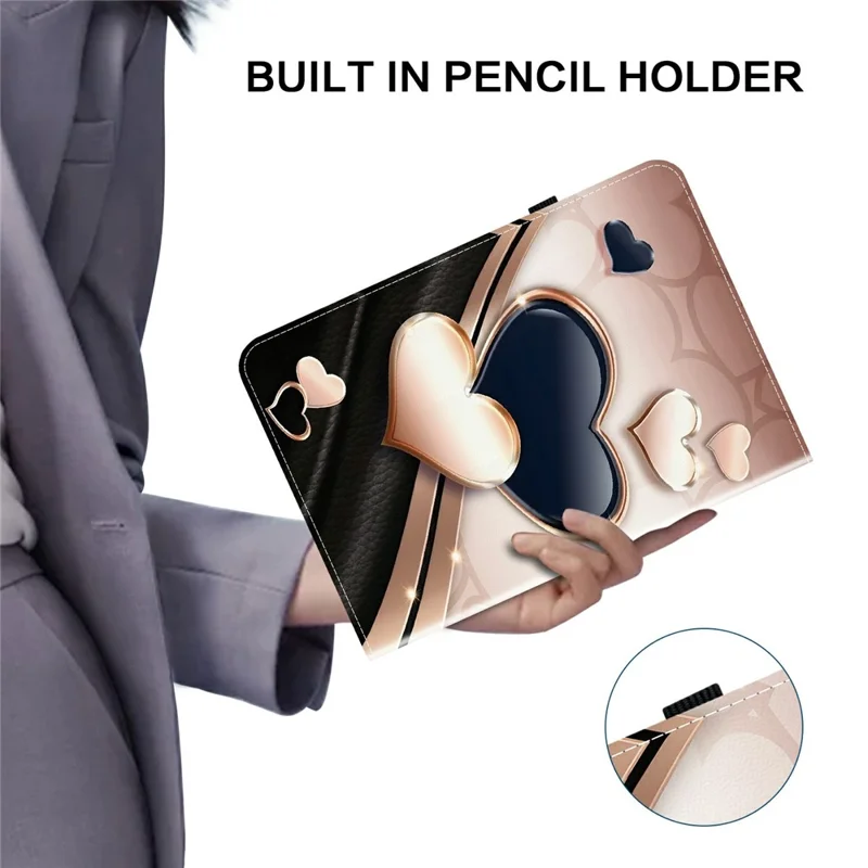 For Samsung Galaxy Tab A11  /  A9 Leather Case Pattern Printed Stand Tablet Cover with Card Slots - Love