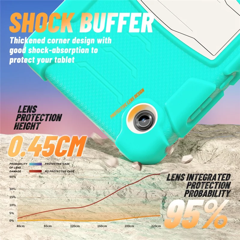 Samsung Galaxy Tab A11 Kickstand-Hülle PC + Silikon Anti-Drop Tablet-Cover - Minzgrün