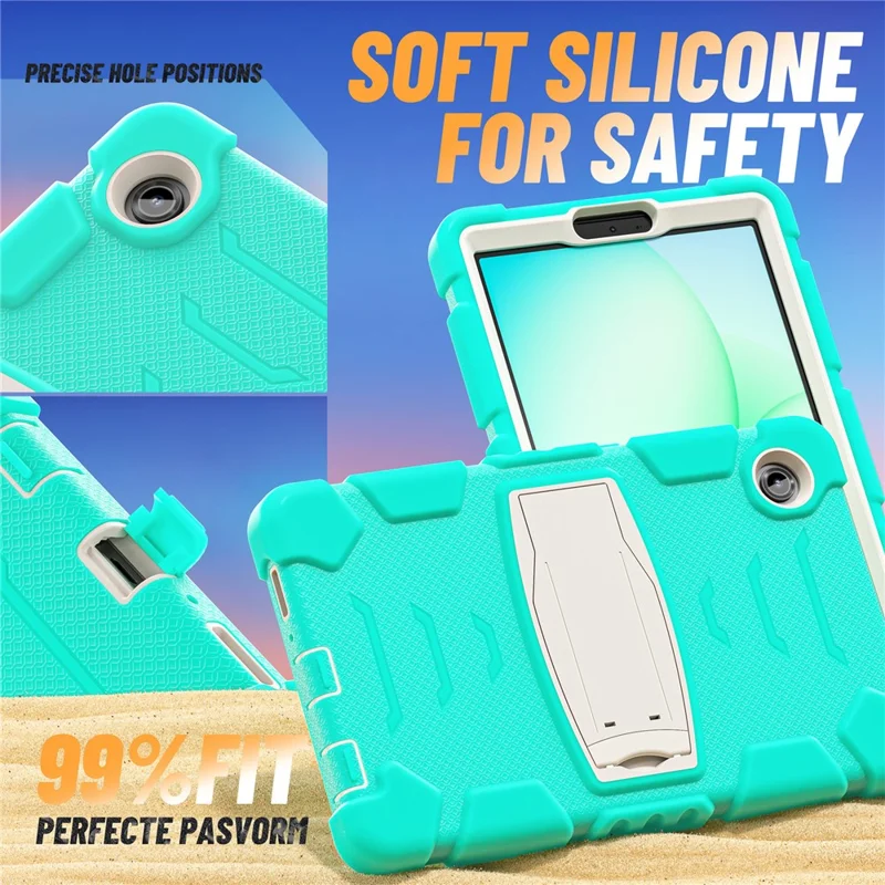 Samsung Galaxy Tab A11 Kickstand-Hülle PC + Silikon Anti-Drop Tablet-Cover - Minzgrün
