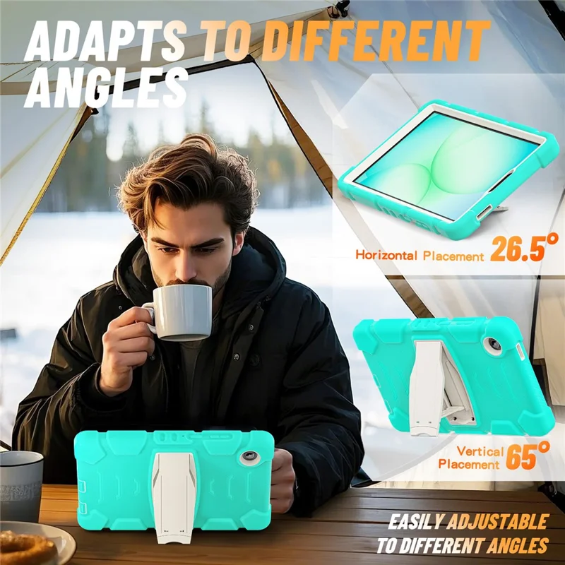 Samsung Galaxy Tab A11 Kickstand-Hülle PC + Silikon Anti-Drop Tablet-Cover - Minzgrün