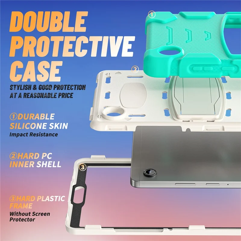 Samsung Galaxy Tab A11 Kickstand-Hülle PC + Silikon Anti-Drop Tablet-Cover - Minzgrün