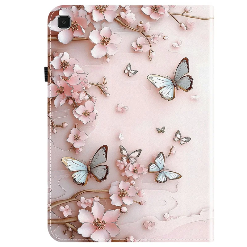 For Samsung Galaxy Tab A7 Lite 8.7-inch Leather Case Pattern Printed Stand Tablet Cover with Card Slots - Pink Butterfly