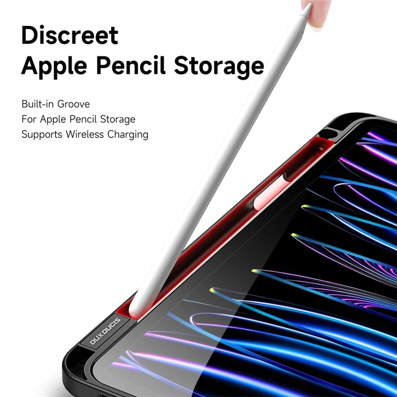 For iPad Pro 11 (2022) / (2021) / (2020) Case Detachable Origami Stand Leather + TPU + Acryclic Clear Back Cover - Black