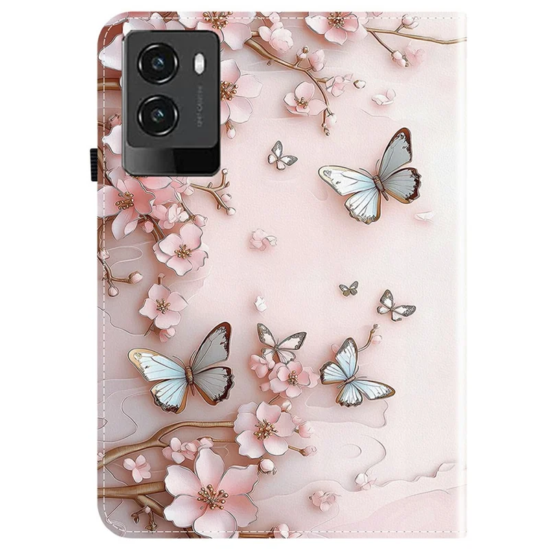 For Lenovo Legion Y700 (2025) Leather Case Pattern Printed Stand Tablet Cover with Card Slots - Pink Butterfly
