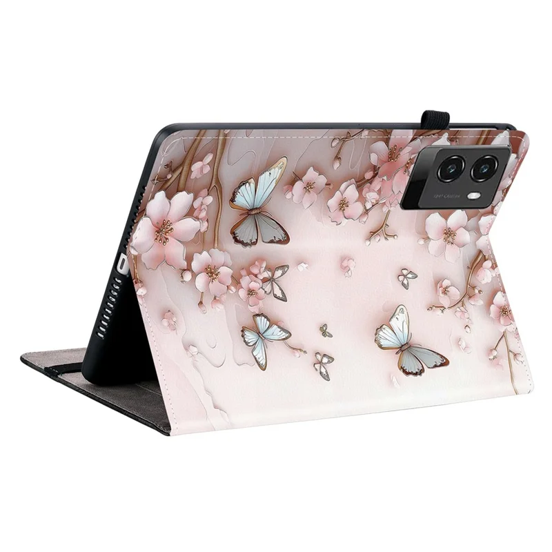 For Lenovo Legion Y700 (2025) Leather Case Pattern Printed Stand Tablet Cover with Card Slots - Pink Butterfly