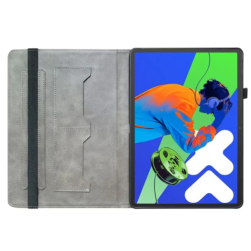 جراب جلد لجهاز Lenovo Tab P12 Pro 12.7 2025 / Xiaoxin Pad Pro 12.7 (2025) بتصميم مطبوع مع حامل وفتحات لوضع البطاقات - فراشة وردية