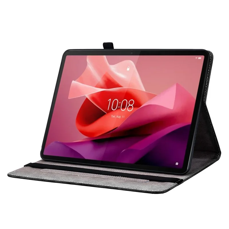 Кожаный чехол для Lenovo Tab P12 с рисунком, подставкой и слотами для карт - Розовая бабочка