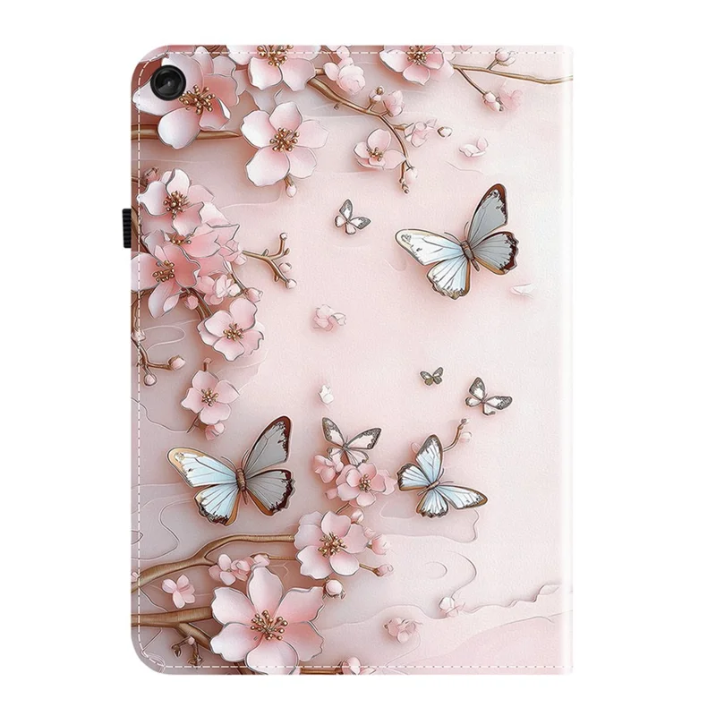 Capa de Couro Padrão Impresso com Suporte para Lenovo Tab M10 (Geração 3) - Borboleta Rosa