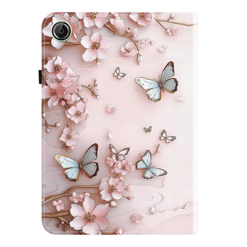For Lenovo Tab TB311FU Leather Case Pattern Printed Stand Tablet Cover with Card Slots - Pink Butterfly