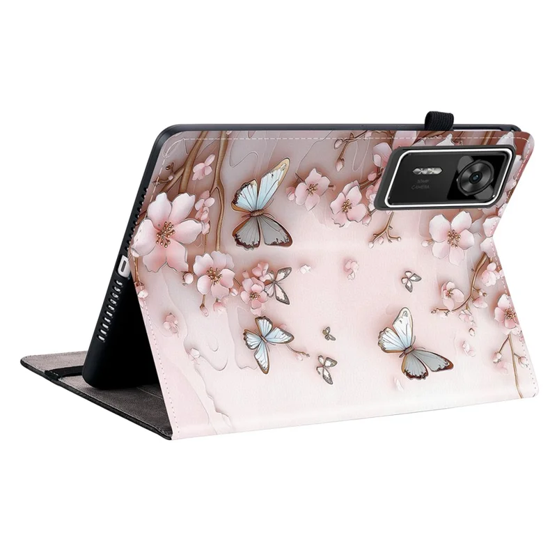 For Lenovo Legion Y700 Gen 4 Leather Case Pattern Printed Stand Tablet Cover with Card Slots - Pink Butterfly
