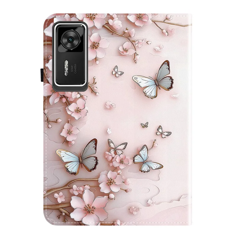 For Lenovo Legion Y700 Gen 4 Leather Case Pattern Printed Stand Tablet Cover with Card Slots - Pink Butterfly