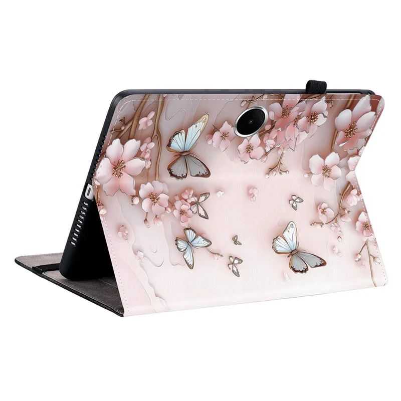 For OnePlus Pad Lite  /  Oppo Pad SE Leather Case Pattern Printed Stand Tablet Cover with Card Slots - Pink Butterfly