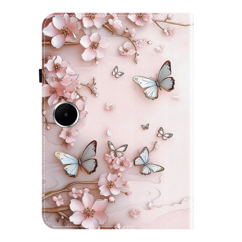 For OnePlus Pad Lite  /  Oppo Pad SE Leather Case Pattern Printed Stand Tablet Cover with Card Slots - Pink Butterfly