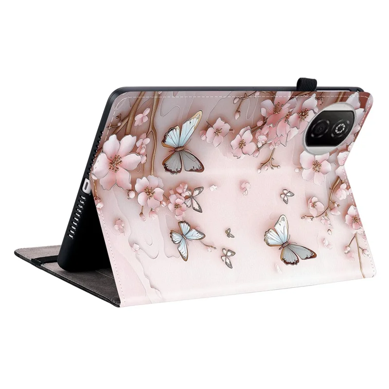 For Honor Pad X7 Leather Case Pattern Printed Stand Tablet Cover with Card Slots - Pink Butterfly