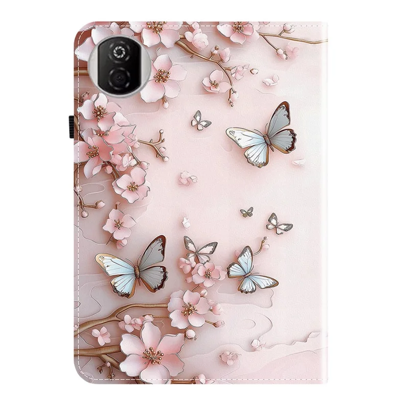 For Honor Pad X7 Leather Case Pattern Printed Stand Tablet Cover with Card Slots - Pink Butterfly