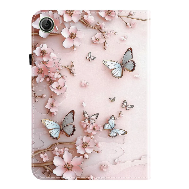 For Lenovo Tab K9 Leather Case Pattern Printed Stand Tablet Cover with Card Slots - Pink Butterfly