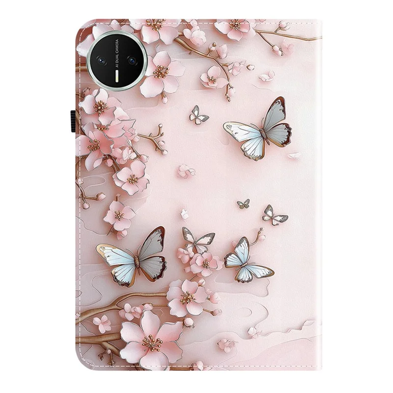 For Huawei MatePad Mini Leather Case Pattern Printed Stand Tablet Cover with Card Slots - Pink Butterfly
