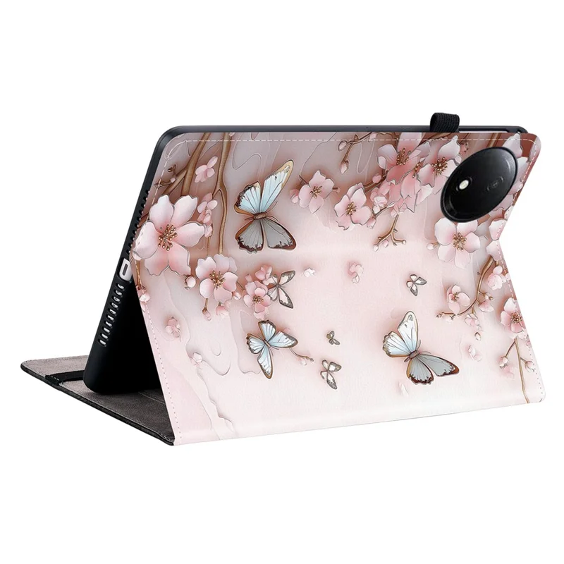 For Xiaomi Redmi Pad SE 4G 8.7 inch Leather Case Pattern Printed Stand Tablet Cover with Card Slots - Pink Butterfly