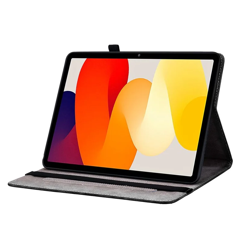 Capa de Couro para Xiaomi Redmi Pad SE com Padrão Impresso e Suporte - Borboleta Rosa