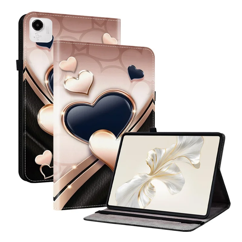 غطاء جلد لجهاز Honor Pad X9a بتصميم مطبوع مع حامل وفتحات لوضع البطاقات - حب