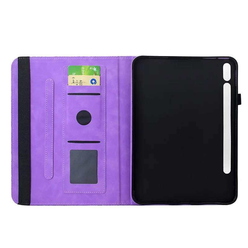 For Samsung Galaxy Tab S11 Leather Case Card Slots Rotary Stand Mandala Flower Tablet Cover - Light Purple
