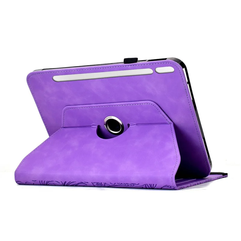 For Samsung Galaxy Tab S11 Leather Case Card Slots Rotary Stand Mandala Flower Tablet Cover - Light Purple