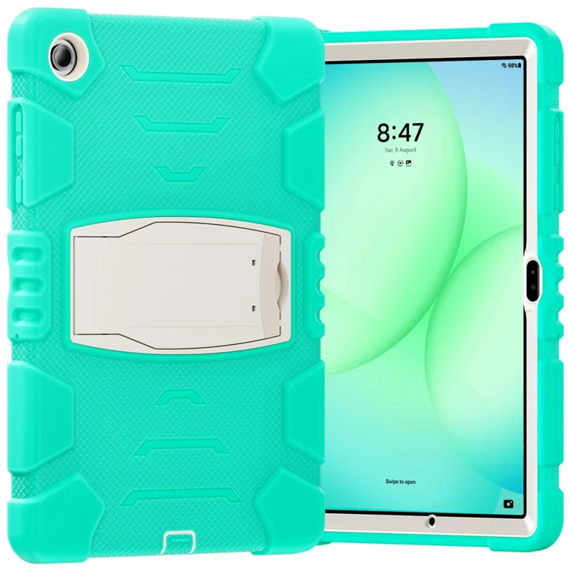 For Samsung Galaxy Tab A11+ Kickstand Case PC + Silicone Anti-Drop Tablet Cover - Mint Green
