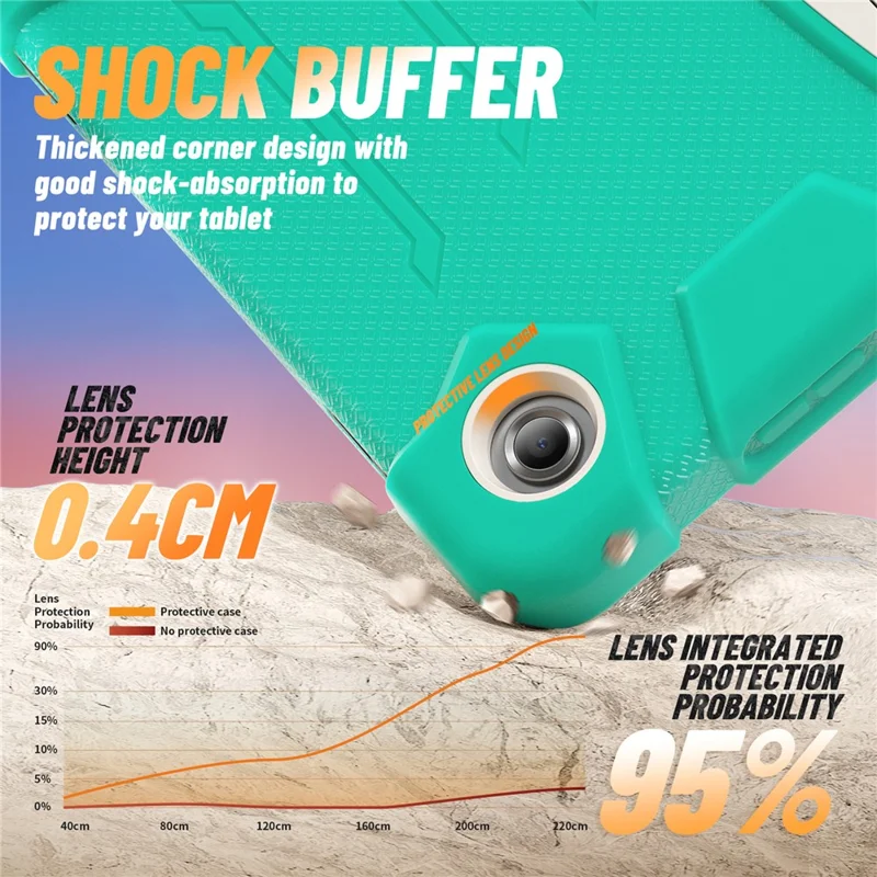 For Samsung Galaxy Tab A11+ Kickstand Case PC + Silicone Anti-Drop Tablet Cover - Mint Green